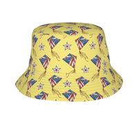 Chapeau De Pêcheur Mode Été Bouchon De Seau Cerf-Volant Drapeau Américain_Jaune Pecheur Chapeaux Imprimé pour Outdoor Adultes Sports