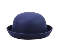 Chapeau de pêcheur noir à bord enroulable Panama Melon Chapeau de pêcheur classique en laine pour enfant, Marine, taille unique