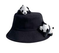 Chapeau de pêcheur Pandas Chapeau de soleil pour enfant Chapeau melon Cloches Bassin Pandas Chapeau, Noir , Taille unique