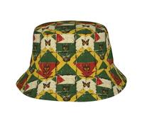 Chapeau De Pêcheur Papillons du Drapeau Jamaïcain Vintage Emballable Bucket Hat Unisexe Chapeau Bob pour Pêche Randonnée Disco