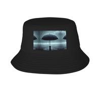 Chapeau de pêcheur parapluie sous la pluie - Pliable et facile à ranger, un excellent outil pour la pêche, la randonnée, le camping et les vacances à la plage, noir, taille unique