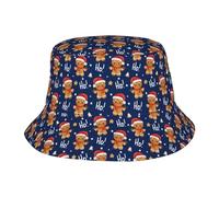 Chapeau De Pêcheur Pliable Respirant Voyage Pêcheur Cap Chapeaux De Pêcheurs pour Sports Plage, Pain D'Épices Bonhomme Père Noël_Bleu