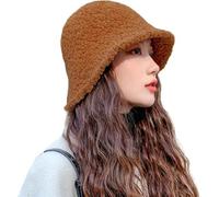 Chapeau de Pêcheur pour Femme Fille Chapeau de Seau en Laine d'agneau Chapeau Bob en Fausse Fourrure Chapeau Cloche Doux Chapeau Melon Elégant Chapeau d'Hiver Chaud pour Camping Randonnée Pêche