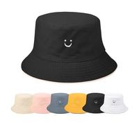 Chapeau de pêcheur pour femme Smile Double face Brodé Unisexe Chapeau de pêche réversible Chapeau de pêche Différentes couleurs Imprimé Bob Chapeau de plage, c, taille unique