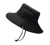 Chapeau de pêcheur pour homme - Protection UV - Bord agrandissant à 360 ° - Largeur : 15 cm - Pour l'été et l'extérieur, B-2 noir., M
