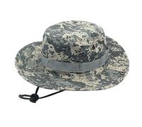 Chapeau de pêcheur pour la randonnée en plein air - Chapeau de pêcheur décontracté - Chapeau de jungle à bord rond pour homme et femme - Chapeau de soleil pour homme et femme, gris, L