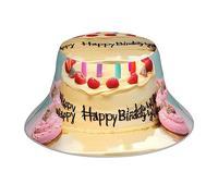 Chapeau de pêcheur réfléchissant double face avec tête de mort, rocher, squelette, os, chapeau bob, plein air, voyage, plage, chapeau de soleil, toutes saisons, unisexe, Happy Birthday Big Cake,