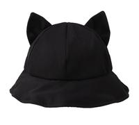Chapeau de pêcheur unisexe avec oreilles de chaton pour filles - Polyvalent - Motif chat mignon, Noir , taille unique