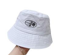 Chapeau de pêcheur unisexe brodé pour filles, seau polyvalent tendance, chapeau de soleil multicolore pour femme, blanc, Taille unique