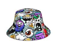 Chapeau de pêcheur unisexe en plein air Graffiti et personnages Bizarre Chapeau bob Chapeau d'été Voyage Soleil Plage Bob Cap, multicolore, taille unique