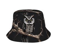 Chapeau de pêcheur unisexe pliable adulte hibou fin de nuit pour activités de plein air, respirant, léger noir