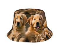 Chapeau de pêcheur vert militaire pour adulte, chapeau de soleil, chapeau de soleil, voyage, plage, unisexe, toutes saisons, Golden Retriever Chiots Animaux de compagnie, taille unique