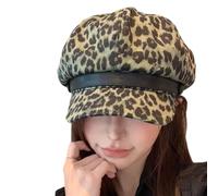 Chapeau de peintre à motif animal classique avec bords en polyuréthane - Chapeau octogonal confortable pour femme et fille - Pour voyage et hiver - Imprimé animal, Chapeau imprimé léopard, Taille