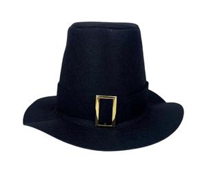 Chapeau de pèlerin - Completti Day del avec boucle dorée - Chapeau cylindrique noir pour fêtes et cosplay - Pour adolescent adulte école théâtre Cosplay photos fêtes automne Rassembuni