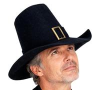 Chapeau de pèlerin pour homme avec boucle dorée | Chapeau haut-de-forme noir fantaisie pour adolescents, hommes, femmes, adultes, cosplay, école, jeux, séance photo