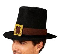 Chapeau de pèlerin pour homme - Tenue de la Turquie avec boucle dorée - Chapeau rétro en feutre - Pour cosplay, école, spectacles, séances photo, festivals, rassemblements de famille, événements, fête