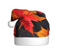 Chapeau de Père Noël à feuilles rouges d'automne Bonnet de Noël Bonnet de fête de Noël Bonnet tricoté pour adultes femmes et hommes