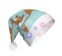 Chapeau de Père Noël amusant pour kangourou imprimé zoo avec lumières LED, chapeaux de Noël amusants pour adultes pour le Nouvel An vacances fournitures de fête