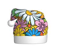 Chapeau de Père Noël avec fleurs mignonnes de dessin animé - Bonnet de Noël en tricot pour adulte femme et homme