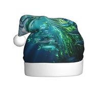 Chapeau de Père Noël avec imprimé de petits poissons nageant dans l'eau pour femmes et hommes, chapeau de Noël pour le Nouvel An et la fête