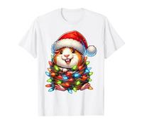 Chapeau de Père Noël avec lumières de cochon d'Inde pour garçons et filles T-Shirt