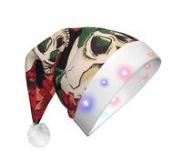 Chapeau de Père Noël avec lumières LED, motif tête de mort, chapeaux de Noël amusants pour adultes pour le Nouvel An Vacances Fournitures de fête