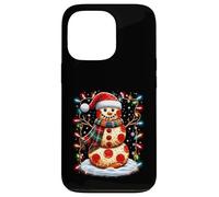 Chapeau de Père Noël Bonhomme de Neige Pizza Fast Food Merry Christmas Party Coque pour iPhone 13 Pro