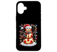 Chapeau de Père Noël Bonhomme de Neige Pizza Fast Food Merry Christmas Party Coque pour iPhone 16 Plus