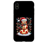 Chapeau de Père Noël Bonhomme de Neige Pizza Fast Food Merry Christmas Party Coque pour iPhone XS Max