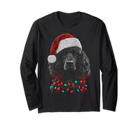Chapeau de Père Noël Caniche Lumières de Noël Drôle Noir Chien de Noël Manche Longue