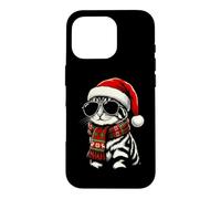 Chapeau de Père Noël Chat Écharpe Lunettes de Soleil Nuances Amoureux Coque pour iPhone 16 Pro