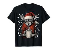 Chapeau de Père Noël Chihuahua pour Amoureux du café T-Shirt