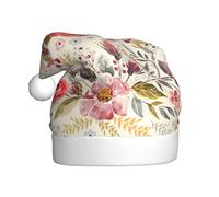 Chapeau de Père Noël classique à imprimé de roses rustiques, accessoires de costume de fête, utilisé pour le Nouvel An, les fêtes de fin d'année, intérieur et extérieur