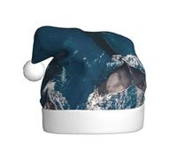 Chapeau de Père Noël classique imprimé mammifère baleine océanique, accessoires de costume de fête, utilisé pour le Nouvel An, les vacances, l'intérieur et l'extérieur