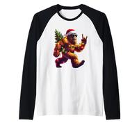 Chapeau de Père Noël Cool Bigfoot Lumières de Noël festives Vacances Hommes Manche Raglan