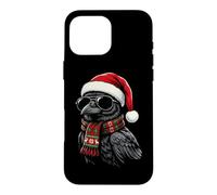 Chapeau de Père Noël Corbeau écharpe Lunettes de Soleil Nuances Amant Coque pour iPhone 16 Pro Max