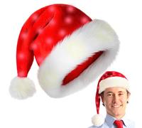 Chapeau De Père Noël En Peluche - Chapeaux De Noël Amusants | Chapeau De Noëĺ , Chapeaux De Noëĺ À LED Avec Lumières, Bonnet Tricoté À Motif De Renne Pour Adultes Garçons Filles, Brille Dans L