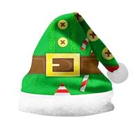 Chapeau de Père Noël Imprimé à Épais Unisexe Accessoire Festif pour Enfants et Adultes Double Face (A-Blue, M)