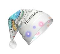 Chapeau de Père Noël imprimé cerveau humain avec lumières LED, chapeaux de Noël amusants pour adultes pour le Nouvel An vacances fournitures de fête