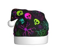 Chapeau de Père Noël imprimé tête de mort d'Halloween pour adultes femmes hommes, chapeau de Noël pour fête festive du Nouvel An