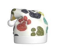 Chapeau de Père Noël mignon coloré imprimé patte de chien chaud hiver 1 pièce cadeau unisexe Noël adulte vacances sapin de Noël décoration chapeau de Père Noël
