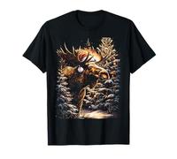 Chapeau de Père Noël Mignon en Forme d'élan Animal de la forêt Festif Hiver T-Shirt