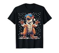 Chapeau de Père Noël T-Rex Dinosaure avec Masque de Ski Hiver T-Shirt