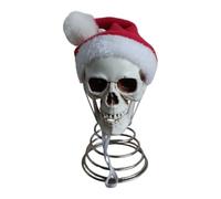 Chapeau de Père Noël, tête de mort, arbre de décoration, 19 x 9,7 x 10,5 cm | Dispose d'un cordon réglable et d'un cadre métallique pliable pour un placement facile et sûr sur les sommets des arbres ou