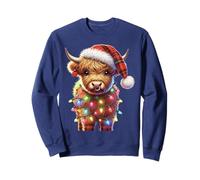 Chapeau de Père Noël vache écossaise avec lumières de Noël Sweatshirt