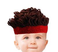 Chapeau de perruque pour bébé - Costume d'Halloween amusant, cheveux marron accrocheurs, accessoire tricoté doux fait à la main, coton élastique extensible, adorable accessoire de séance photo pour bé