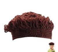 Chapeau de perruque pour bébé - Laine de coton de haute qualité, extension de queue de cheval noire, chapeau de perruque artificielle | Bonnet tricoté fait à la main Haat avec dreadlocks pour en