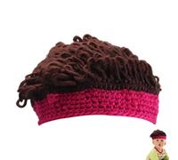 Chapeau de perruque pour bébé - Laine de coton de haute qualité, extension de queue de cheval noire, chapeau de perruque artificielle | Bonnet tricoté fait à la main Haat avec dreadlocks pour en