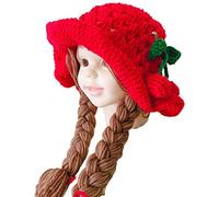 Chapeau De Perruque Tricoté À La Main Pour Bébés Filles Perruques Nouveau-nés Casquette Crochet Avec Tresses Accessoires De Photographie Nourrissons Couvre-chef Chapeaux