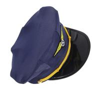Chapeau de Pilote de Ligne Octogonal Bleu en Polyester pour Cosplay | Style Classique Professionnel, pour Fêtes à Thème et Photos, Facile à Ranger, Look Soigné